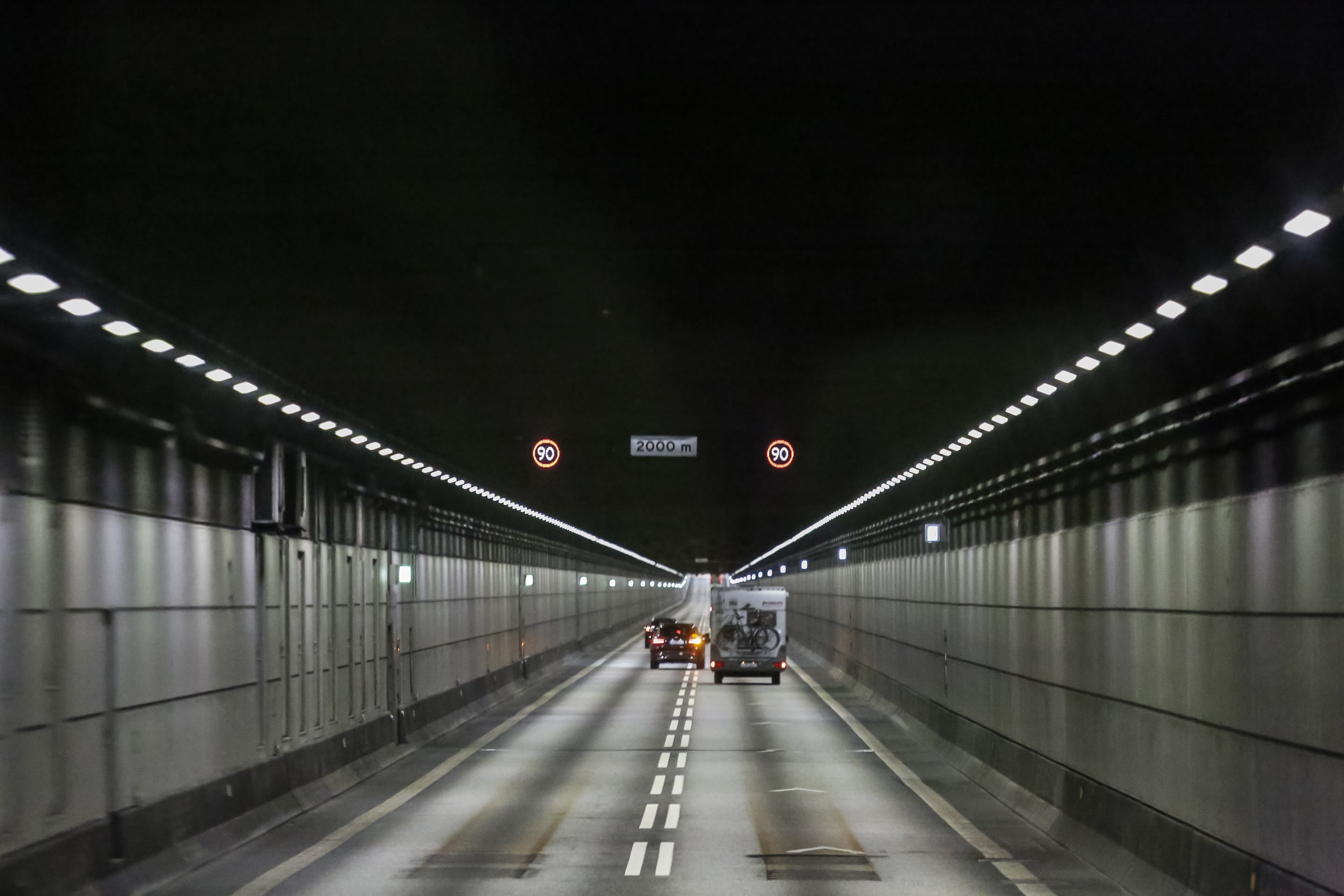 The tunnel portal on the Copenhagen side, where the motorway enters the Drogden tunnel